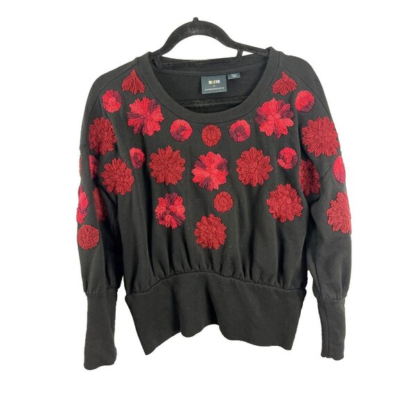 Anthropologie Maeve Embroidered Floral Cotton Sweatshirt Womens Sizes S - Picture 1 of 9